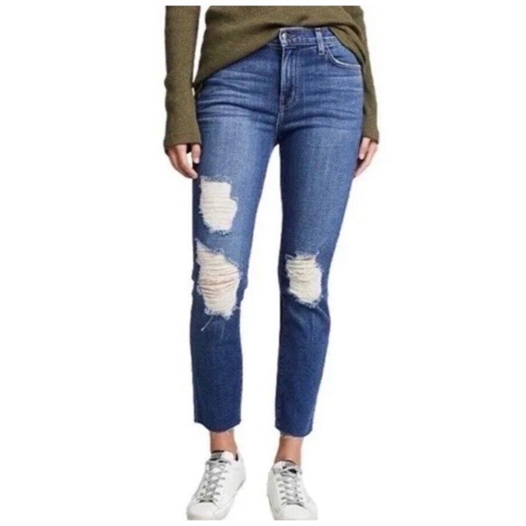 L’agence Denim - L’agence Denim Blue Marcelle French Slim Fit Authentique Distressed Jean Size 26